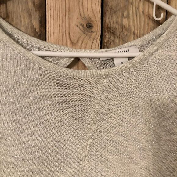 White House Black Market Silver and White Sparkle Asymmetrical Keyhole Dress - Picture 2 of 14